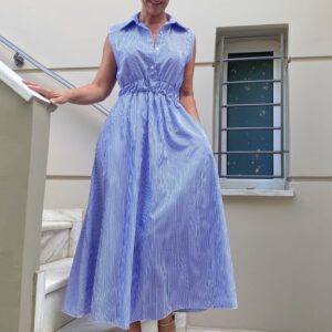 Φόρεμα ρίγα μπλε