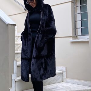 Oικολογικη γουνα με κουκουλα over size